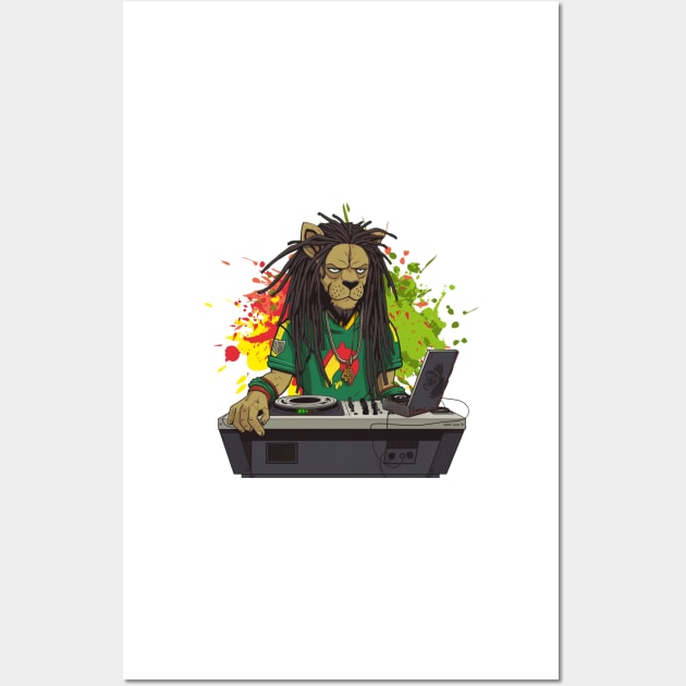Rastafarian Lion DJ Jah Sound Crew Wall Art by Shaani